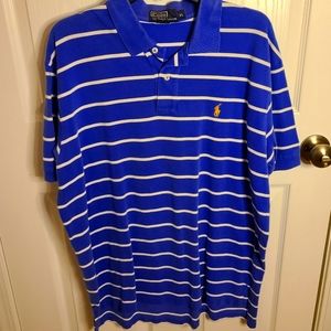 Blue and White Stripe Polo Men's Shirt